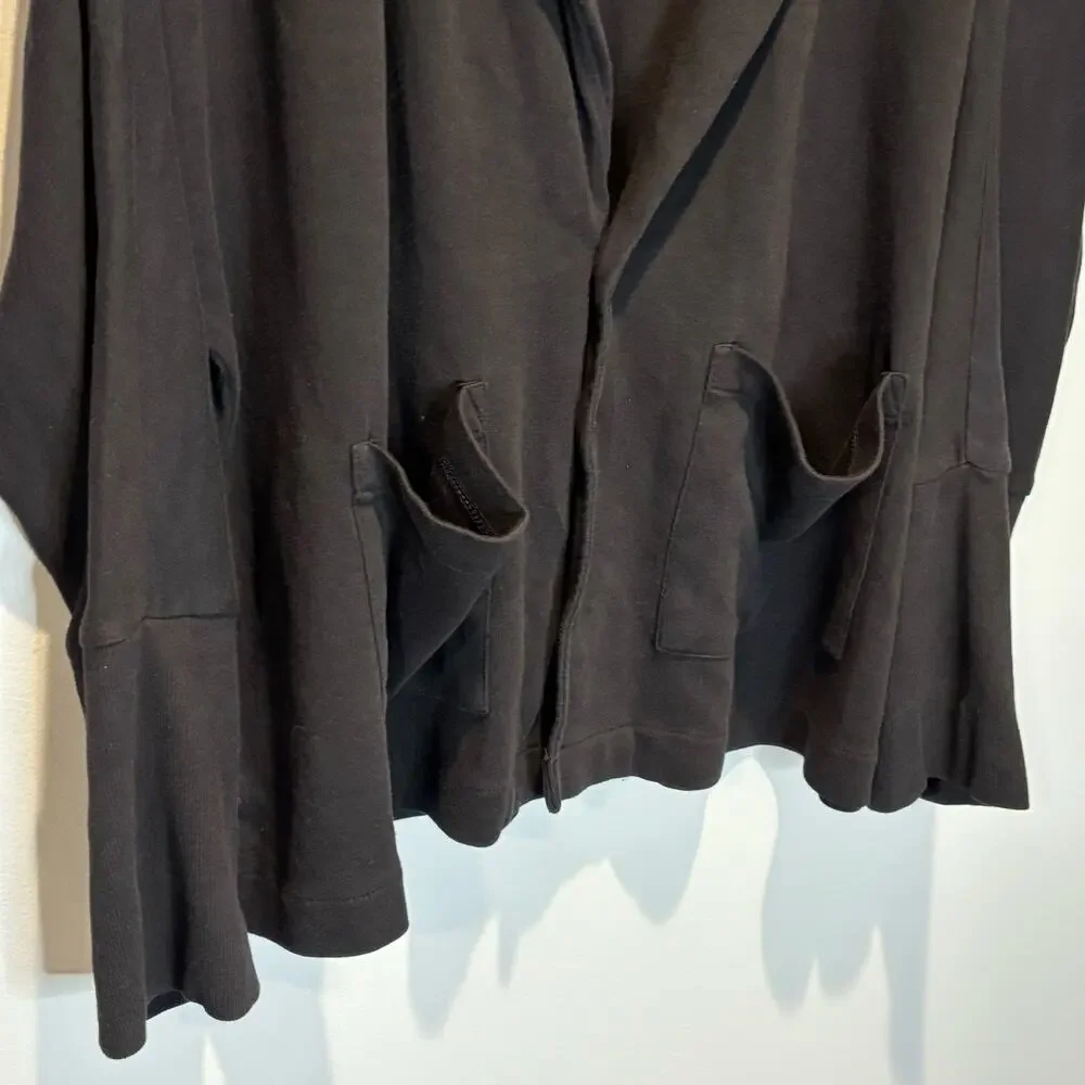 Pact Black Organic Cotton One Button Airplane Blazer - size Large